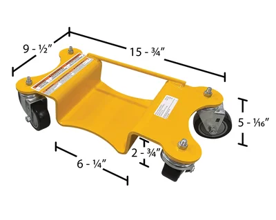 Vestil Steel Pallet Rack Lifting Dollies (2 Quantity) 18-1/16 In. x 11-13/16 In. x 5-1/16 In. 1000 Lb. Capacity Yellow - dimensional drawing