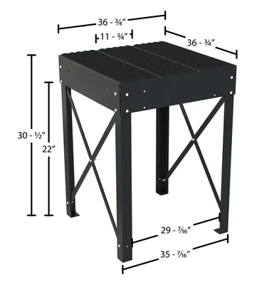 Vestil Steel Personnel Work Platform 30 In. Tall 36 In. x 36 In. Black - dimensional drawing