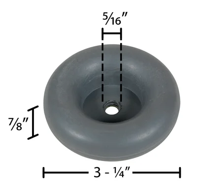 Vestil RB-1 Thermoplastic Rubber Corner/Surface Guard Round Bumper - dimensional drawing