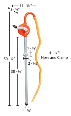 Vestil RDP-55 Steel Manual Drum Pump - dimensional drawing