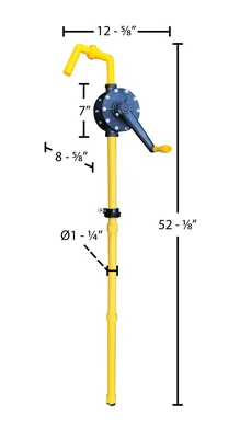 Vestil RP-90R Polyphenylene Sulfide Manual Rotary Drum Pump - dimensional drawing
