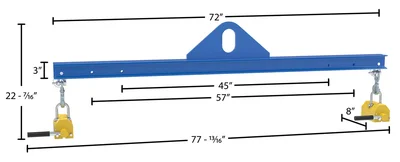 Vestil SBM-10-6-ML Steel Magnetic Spreader Beam - dimensional drawing