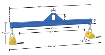 Vestil SBM-20-6-ML Steel Magnetic Spreader Beam - dimensional drawing
