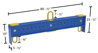 Vestil SBM-BFB-100-6 Steel Adjustable Spreader Beam - dimensional drawing
