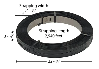 Vestil SS-12-HS Steel Strapping - dimensional drawing