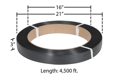 Vestil ST-12-16X3-BL Polypropylene Strapping 4500 Ft. - dimensional drawing