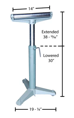 Vestil STAND-G-H Steel Horizontal Roller Stand - dimensional drawing
