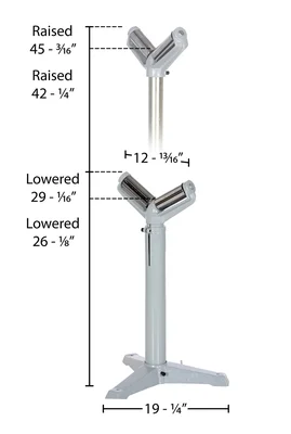 Vestil STAND-V-HP Steel Roller Stand Quantity - dimensional drawing