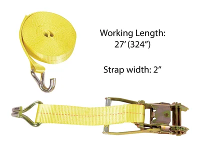 Vestil STRAP-27-Polyester Ratcheting Cargo Strap with Rod Hook - dimensional drawing
