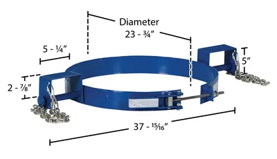 Vestil TDR-55 Carbon Steel Tilting Drum Ring - dimensional drawing
