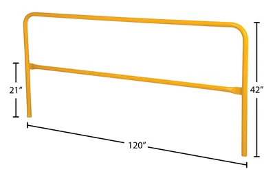 Vestil VDKR-10 Steel Safety Railing 10 Ft. Length - dimensional drawing