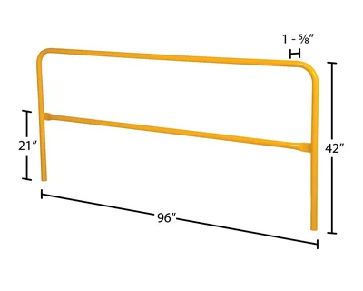 Vestil VDKR-8 Steel Safety Railing - dimensional drawing