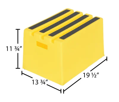 Vestil VST-1-Y Polyethylene 1-Step Step Stool - dimensional drawing