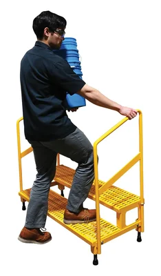 Vestil ASP-48-HR Steel Adjustable Step Mate Stand 2 Step with Handrails