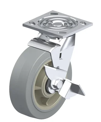 Vestil CST-BL-6X2TPR-SWB Thermoplastic Swivel With Brake Rigid Caster 6 In