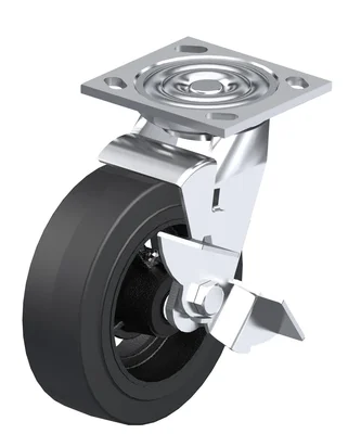Vestil CST-BL-8X2MR-SWB Rubber Swivel With Brake Caster 8 In