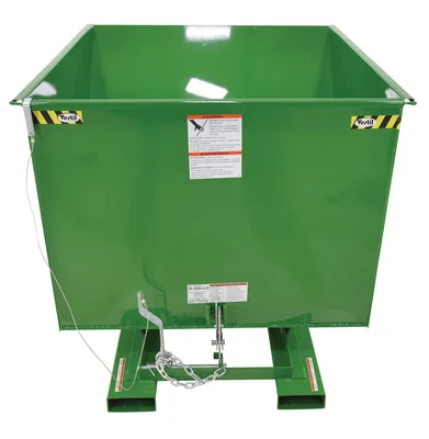 Vestil Steel Heavy Duty Self Dumping Hopper 2 Cubic Yard 6000 Lb. Capacity Green