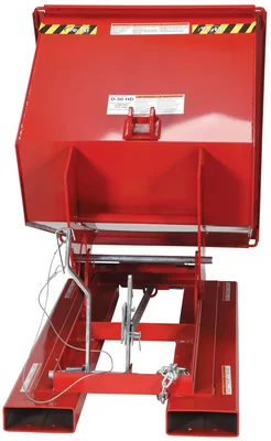 Vestil Steel Light Duty Self Dumping Hopper 1/2 Cubic Yard 2000 Lb. Capacity Soda Red