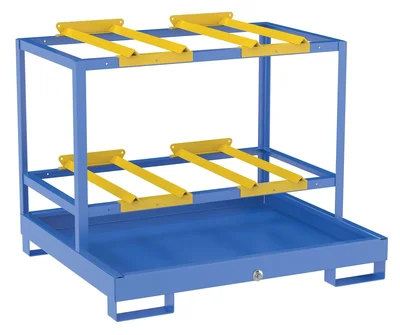 Vestil HSRB-4-BL Steel 4 Drum Horizontal Retention Basin 2,400 Lb