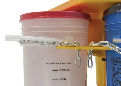 Vestil Steel 5 Gallon Pail Carousel Rack, 15 Pails W/ Casters 350 lbs. Capacity Per Shelf Yellow
