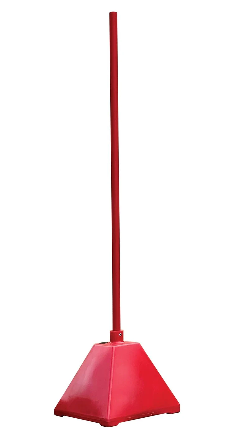 Vestil PYSB-R Low Density Polyethylene Plastic Pyramid Sign Base with Steel Pole 22 In
