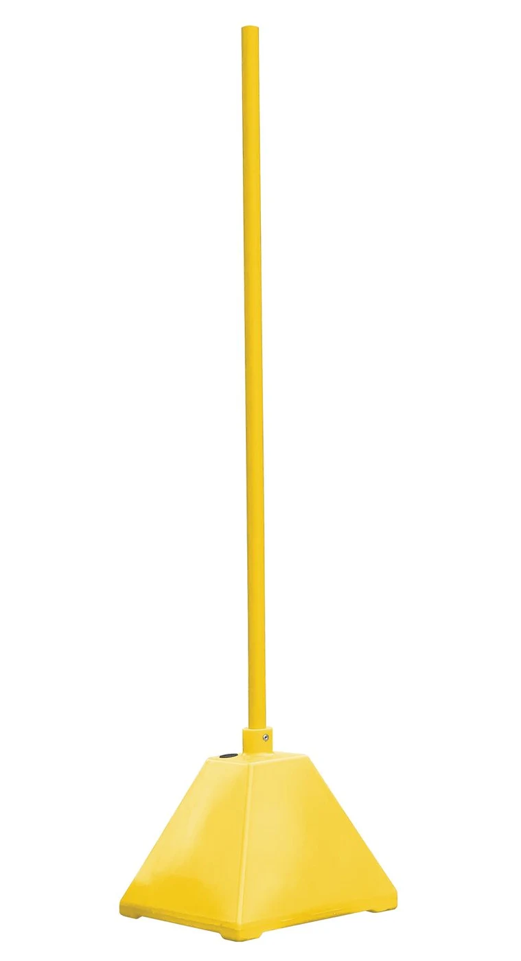 Vestil PYSB-Y Low Density Polyethylene Plastic Pyramid Sign Base with Steel Pole 22 In