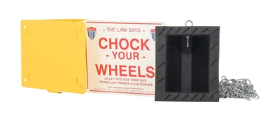 Vestil RWC-8-KIT-1 Molded Rubber Wheel Chock Kit, Includes Wheel Chock, CHAIN, Holder, and Sign Black/Yellow When you need all of your whee