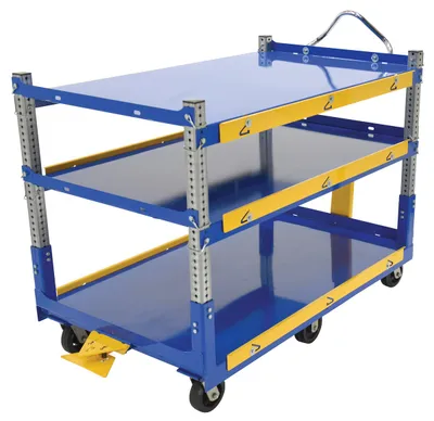 Vestil AEC-3660-3-MR adjustable ergo cart shown from an alternate angle