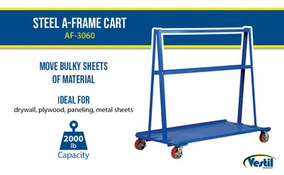 Vestil AF-3060 a-frame cart feature highlights