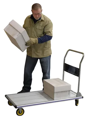 Vestil AFT-48-NM aluminum folding handle platform truck shown from an alternate angle