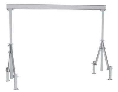 Vestil Aluminum Adjustable Height Gantry Crane With Adjustable Leveling Option 15 Ft. Wide X 12 Ft. Max Usable Height 2,000 Lb. Capacity Silver