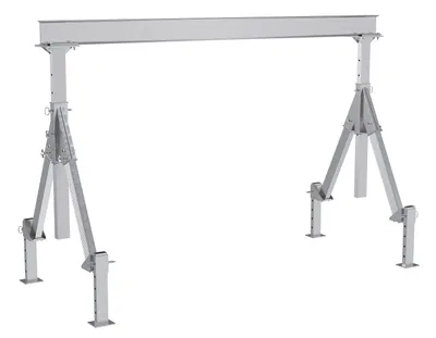 Vestil Aluminum Adjustable Height Gantry Crane With Adjustable Leveling Option 12 Ft. Wide x 8 Ft. Max Usable Height 4,000 Lb. Capacity Silver