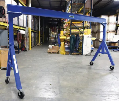Vestil AHS-4-15-7 adjustable steel gantry crane shown from an alternate angle