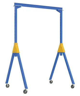Vestil Steel Knock-Down Adjustable Height Gantry Crane with V-Groove Cast Iron Casters 15 Ft. Wide x 9 Ft. Max Usable Height 2,000 Lb. Capacity Blue