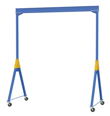 Vestil Steel Knock-Down Adjustable Height Gantry Crane with Total Locking Phenolic Casters 15 Ft. Wide x 7 Ft. Max Usable Height 8,000 Lb. Capacity Blue