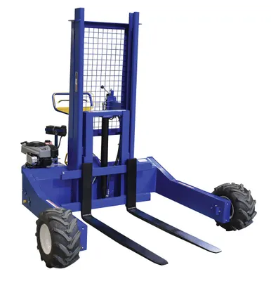 Vestil Steel 190CC Gas Powered Drive and Lift All-Terrain Pallet Truck With 48 In. Long Adjustable Width Forks 1,000 Lb. Capacity Blue