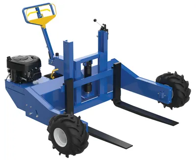 Vestil Steel Heavy Duty 344CC Gas Powered Drive and Lift All-Terrain Pallet Truck 36 In. Long Adjustable Width Forks 2,000 Lb. Capacity Blue