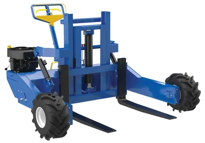 Vestil Steel Heavy Duty 344CC Gas Powered Drive Lift and Tilt All-Terrain Pallet Truck 36 In. Long Adjustable Width Forks 4,000 Lb. Capacity Blue