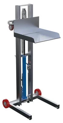 Vestil Aluminum Low Profile Lite Load Lift With Foot Pump Fixed Wheels and Manual Floor Lock 20 In. x 20 In. Platform 400 Lb. Capacity Silver