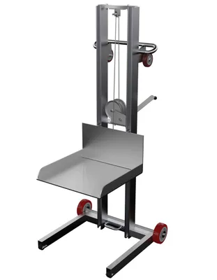 Vestil Aluminum Low Profile Lite Load Lift With Winch and Fixed Wheels 20 In. x 20 In. Platform 400 Lb. Capacity Silver