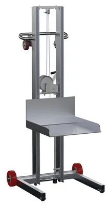 Vestil Aluminum Low Profile Lite Load Lift With Winch Fixed Wheels and Manual Floor Lock 20 In. x 20 In. Platform 400 Lb. Capacity Silver