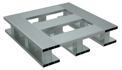 Vestil Aluminum Half Skid Bottom Pallet 23-7/8 In. x 23-7/8 In. x 5-1/16 In. 4000 Lb. Capacity Silver