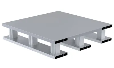 Vestil Aluminum Half Solid Top with Skid Bottom 23-7/8 In. x 23-7/8 In. x 5-1/8 In. 4000 Lb. Capacity Silver