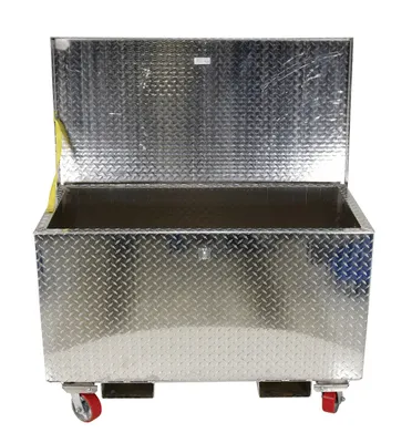 Vestil APTS-2448-CF aluminum tread plate portable tool boxe shown from an alternate angle