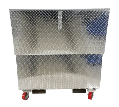 Vestil APTS-2448-CF aluminum tread plate portable tool boxe shown from an alternate angle