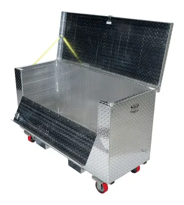 Vestil APTS-3060-CF-FD aluminum tread plate portable tool boxe shown from an alternate angle