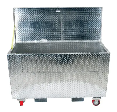 Vestil APTS-3060-CF-FD aluminum tread plate portable tool boxe shown from an alternate angle