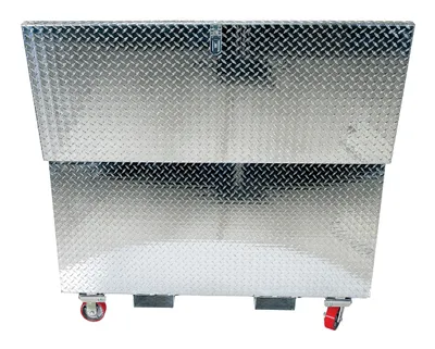 Vestil APTS-3060-CF-FD aluminum tread plate portable tool boxe shown from an alternate angle