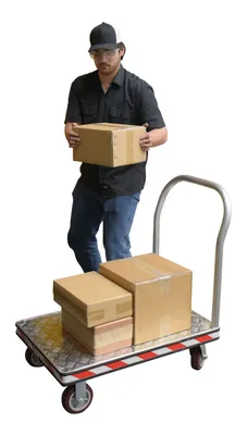 Vestil ATP-C-2436 heavy duty aluminum treadplate platform truck shown from an alternate angle