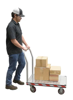 Vestil ATP-C-2436 heavy duty aluminum treadplate platform truck shown from an alternate angle